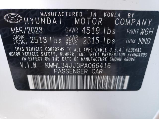 KMHL34JJ3PA066416 - 2023 HYUNDAI SONATA HYBRID WHITE photo 12