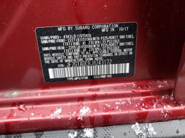JF2GTADC8J8243172 - 2018 SUBARU CROSSTREK PREMIUM 勃艮第红 照片 13