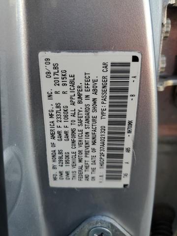 1HGCP2F37AA021320 - 2010 HONDA ACCORD LX SILVER photo 12