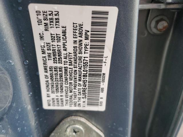 5J6RE4H51BL015571 - 2011 HONDA CR-V EX TEAL photo 13