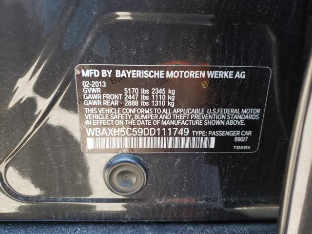 WBAXH5C59DD111749 - 2013 BMW 528 XI BLACK photo 12