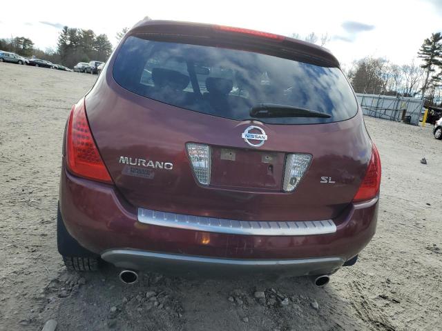 JN8AZ08W06W533396 - 2006 NISSAN MURANO SL BURGUNDY photo 6