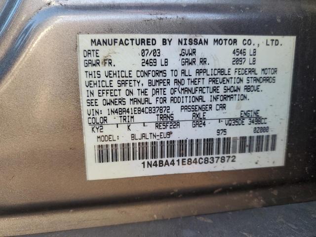 1N4BA41E84C837872 - 2004 NISSAN MAXIMA SE BEIGE photo 12