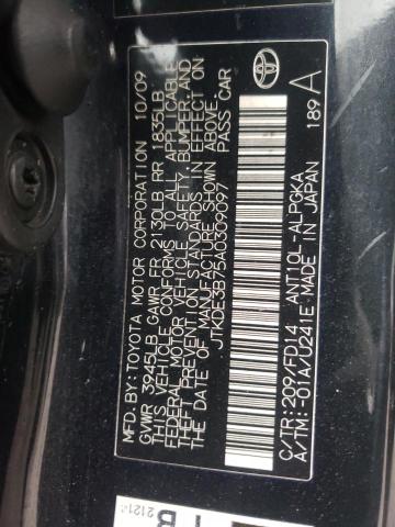 JTKDE3B75A0309097 - 2010 TOYOTA SCION TC BLACK photo 12