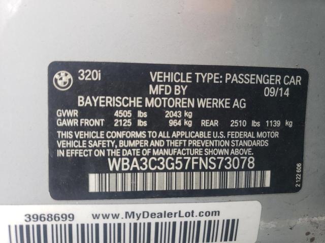 WBA3C3G57FNS73078 - 2015 BMW 320 I XDRIVE SILVER photo 12