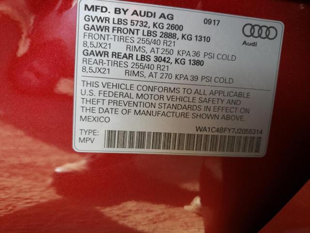 WA1C4BFY7J2055314 - 2018 AUDI SQ5 PRESTIGE RED photo 13