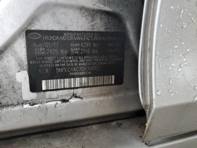 5NPEC4AC7CH346521 - 2012 HYUNDAI SONATA SE GRAY photo 12