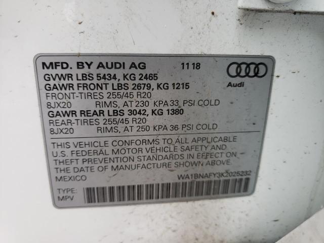 WA1BNAFY3K2025232 - 2019 AUDI Q5 PREMIUM PLUS WHITE photo 13