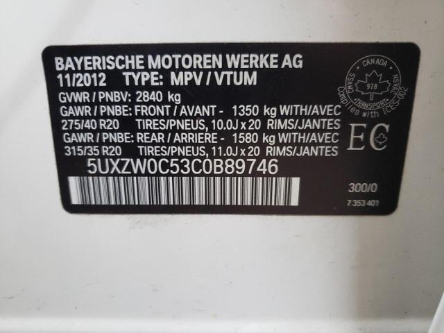 5UXZW0C53C0B89746 - 2012 BMW X5 XDRIVE35D Beyaz fotoğraf 13
