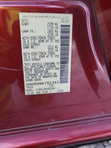 1N6AD0ER9DN762345 - 2013 NISSAN FRONTIER S RED photo 12