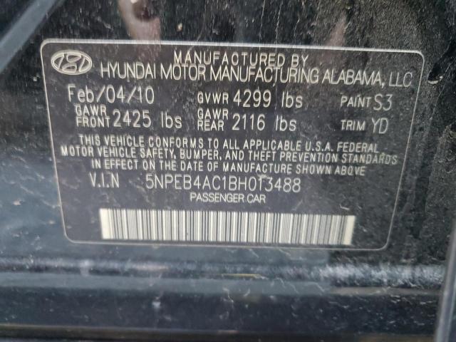 5NPEB4AC1BH013488 - 2011 HYUNDAI SONATA GLS BLACK photo 13