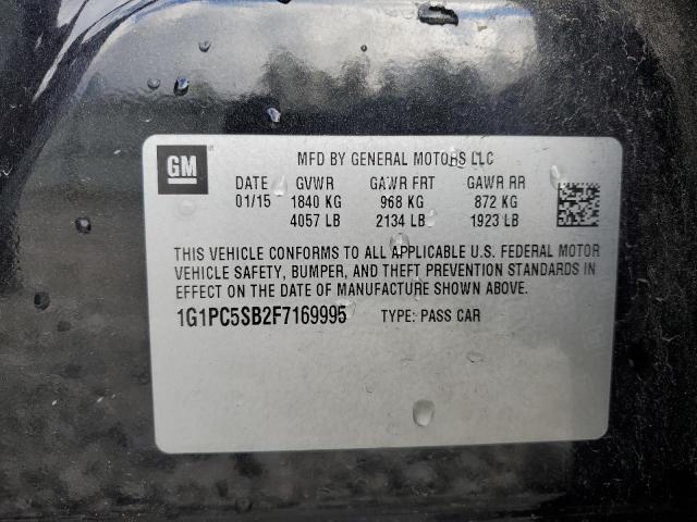 1G1PC5SB2F7169995 - 2015 CHEVROLET CRUZE LT CHARCOAL photo 12