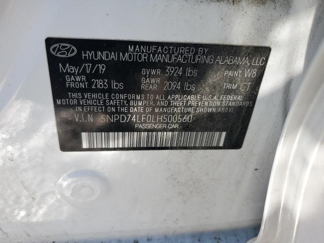 5NPD74LF0LH500560 - 2020 HYUNDAI ELANTRA SE WHITE photo 12