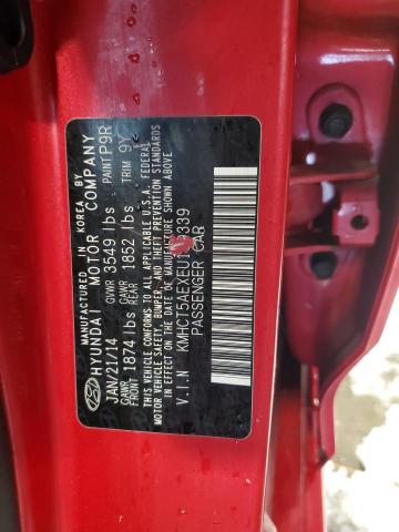 KMHCT5AEXEU159339 - 2014 HYUNDAI ACCENT GLS RED photo 12