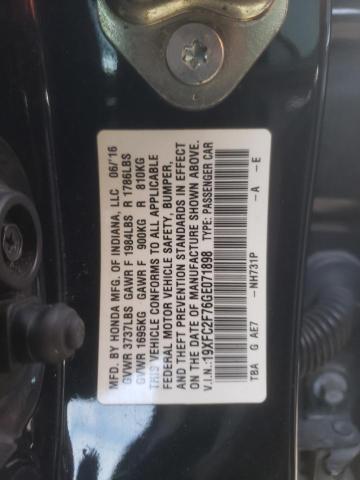 19XFC2F76GE071898 - 2016 HONDA CIVIC EX BLACK photo 12