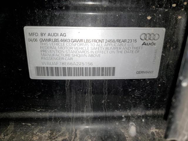 WAUAF78E66A275156 - 2006 AUDI A4 2 TURBO BLACK photo 12