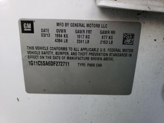 1G11C5SA6DF272711 - 2013 CHEVROLET MALIBU 1LT თეთრი ფოტო 12