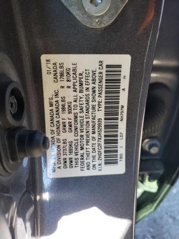 2HGFC2F7XJH529939 - 2018 HONDA CIVIC EX GRAY photo 12