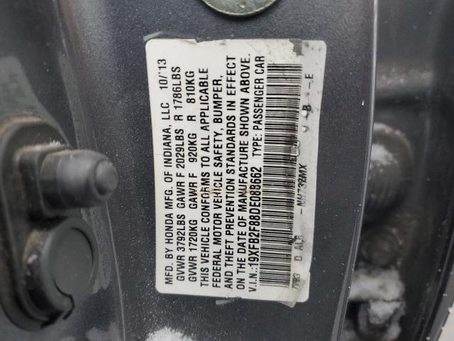 19XFB2F88DE088662 - 2013 HONDA CIVIC EX CHARCOAL photo 12