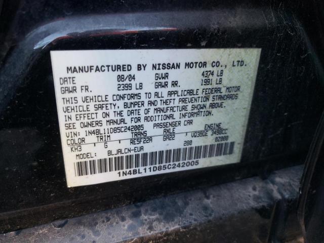 1N4BL11D85C242005 - 2005 NISSAN ALTIMA SE BLACK photo 12