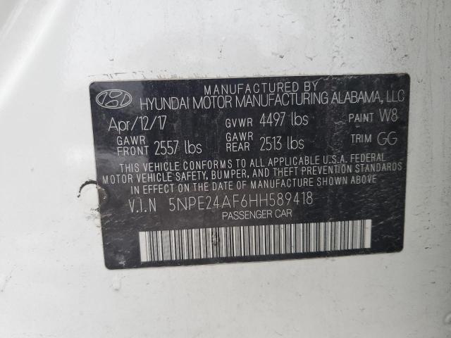 5NPE24AF6HH589418 - 2017 HYUNDAI SONATA SE WHITE photo 12