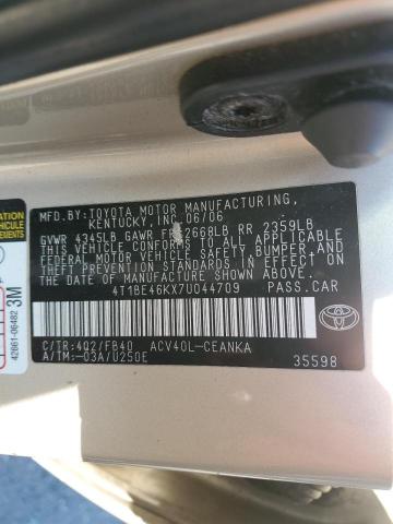 4T1BE46KX7U044709 - 2007 TOYOTA CAMRY CE BEIGE photo 12