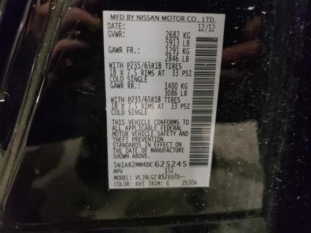 5N1AR2MM4DC625245 - 2013 NISSAN PATHFINDER S BLACK photo 13