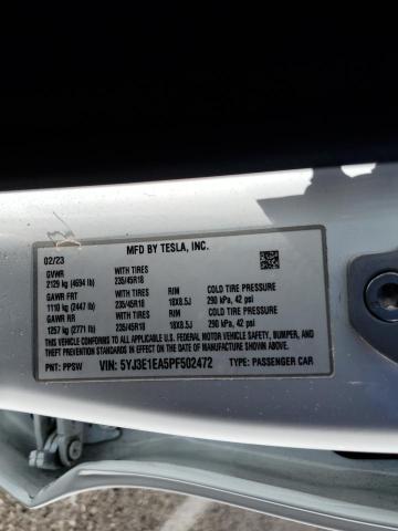 5YJ3E1EA5PF502472 - 2023 TESLA MODEL 3 WHITE photo 12