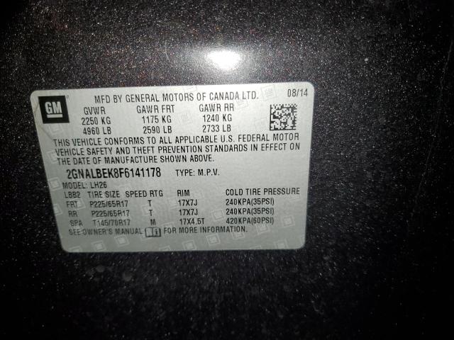 2GNALBEK8F6141178 - 2015 CHEVROLET EQUINOX LT GRAY photo 12