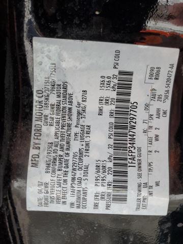 1FAFP34N47W297705 - 2007 FORD FOCUS ZX4 BLACK photo 12