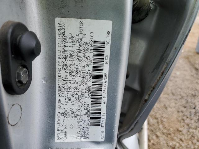 3TMJU62N67M036285 - 2007 TOYOTA TACOMA DOUBLE CAB PRERUNNER SILVER photo 12