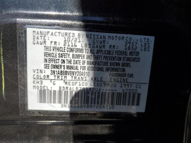 3N1AB8BV8NY204910 - 2022 NISSAN SENTRA S BLACK photo 12