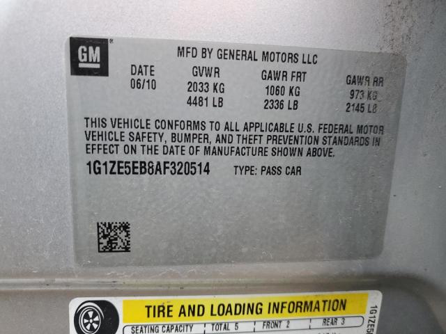 1G1ZE5EB8AF320514 - 2010 CHEVROLET MALIBU LTZ ვერცხლისფერი ფოტო 12