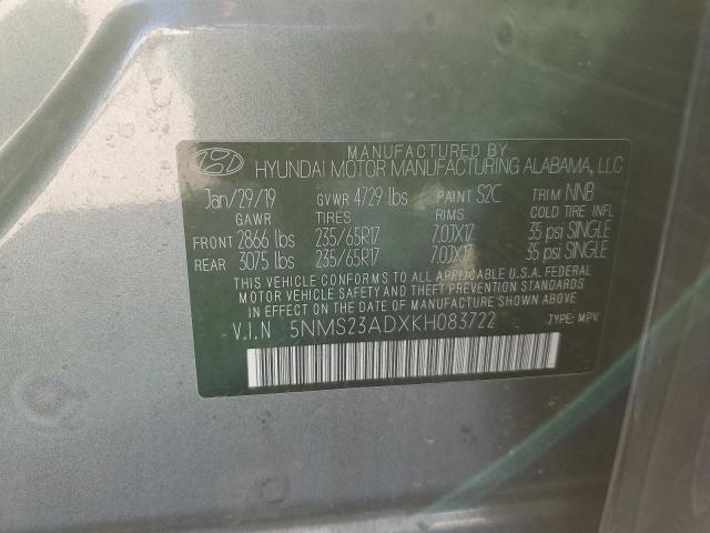 5NMS23ADXKH083722 - 2019 HYUNDAI SANTA FE SE SILVER photo 12