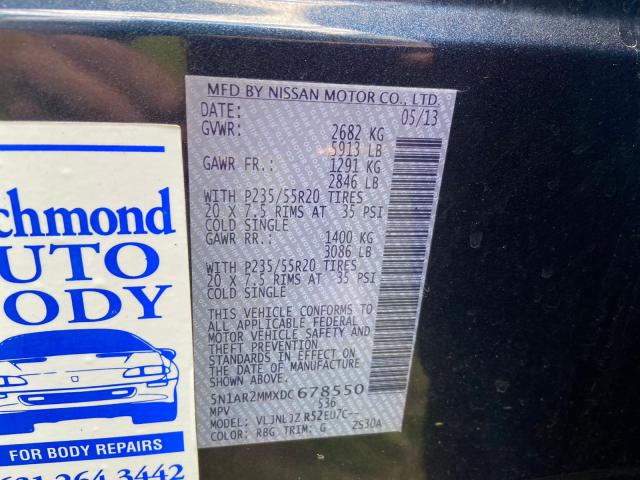 5N1AR2MMXDC678550 - 2013 NISSAN PATHFINDER S  photo 10