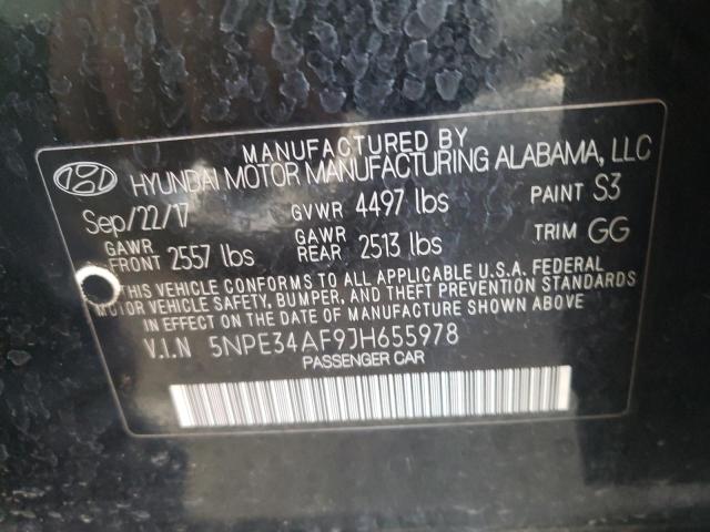 5NPE34AF9JH655978 - 2018 HYUNDAI SONATA SPORT BLACK photo 12