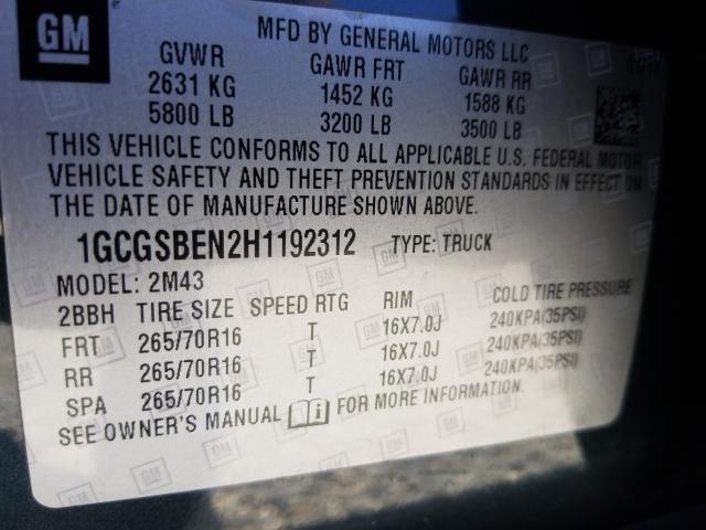 1GCGSBEN2H1192312 - 2017 CHEVROLET COLORADO  photo 10