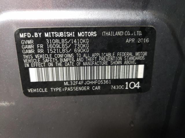 ML32F4FJ0HHF05361 - 2017 MITSUBISHI MIRAGE G4 SE SILVER photo 12