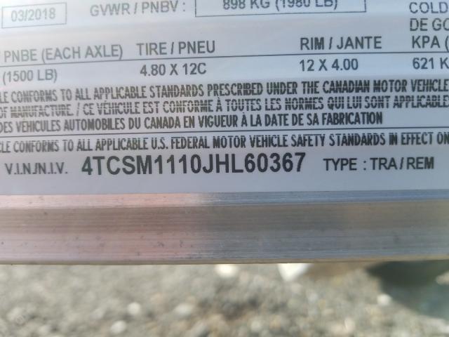 4TCSM1110JHL60367 - 2018 UTILITY TRAILER  foto 10
