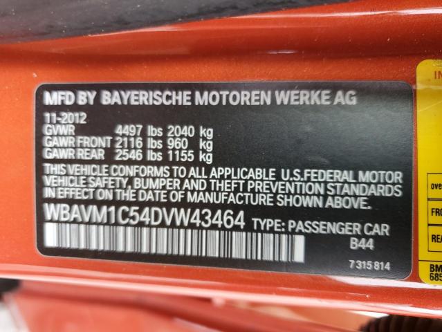 WBAVM1C54DVW43464 - 2013 BMW X1 SDRIVE28I ORANGE photo 13