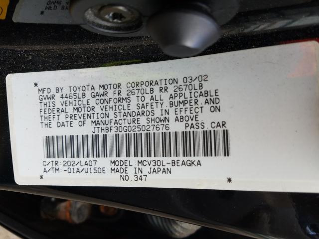 JTHBF30G025027676 - 2002 LEXUS ES 300  photo 10