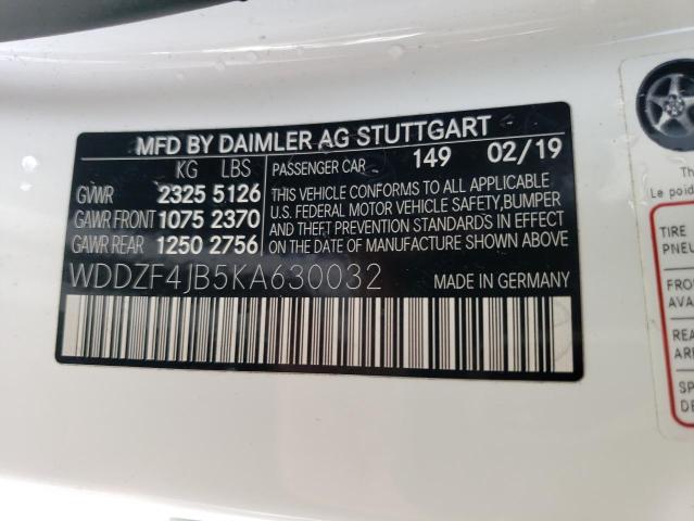 WDDZF4JB5KA630032 - 2019 MERCEDES-BENZ E 300 WHITE photo 12