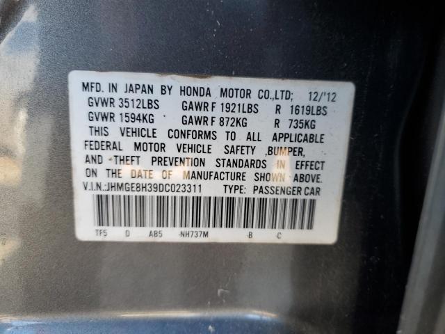 JHMGE8H39DC023311 - 2013 HONDA FIT GRAY photo 13