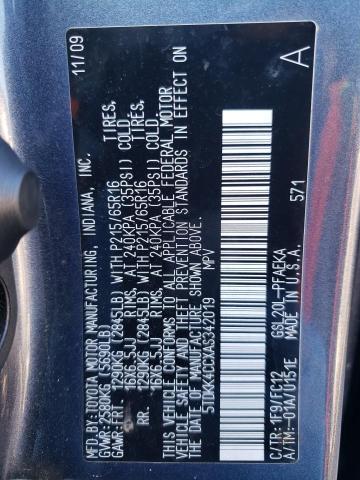 5TDKK4CCXAS342019 - 2010 TOYOTA SIENNA CE CHARCOAL photo 13