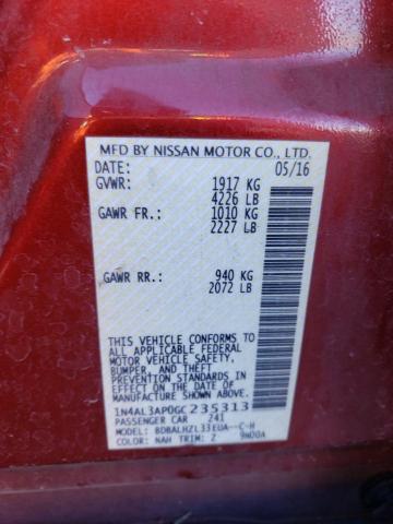 1N4AL3AP0GC235313 - 2016 NISSAN ALTIMA 2.5 BURGUNDY photo 12