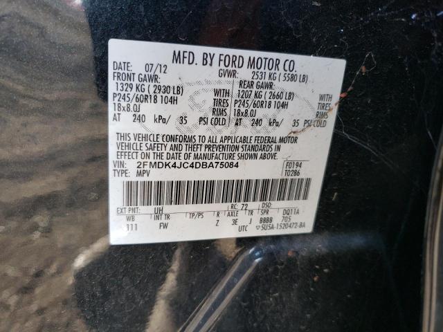 2FMDK4JC4DBA75084 - 2013 FORD EDGE SEL BLACK photo 13