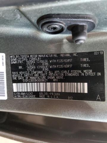 5TDYZ3DC0KS009621 - 2019 TOYOTA SIENNA XLE GREEN photo 13