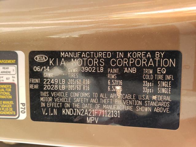 KNDJN2A21F7112131 - 2015 KIA SOUL BROWN photo 13