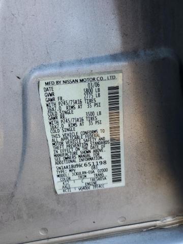 5N1AR18U96C651198 - 2006 NISSAN PATHFINDER LE SILVER photo 12