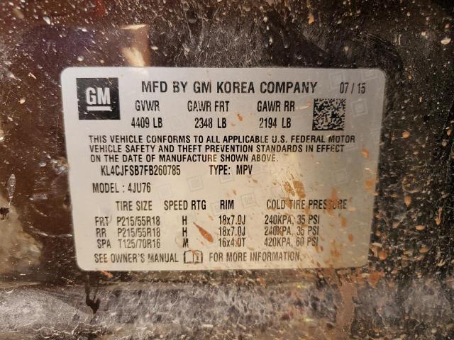 KL4CJFSB7FB260785 - 2015 BUICK ENCORE CONVENIENCE ბურგუნდია ფოტო 12